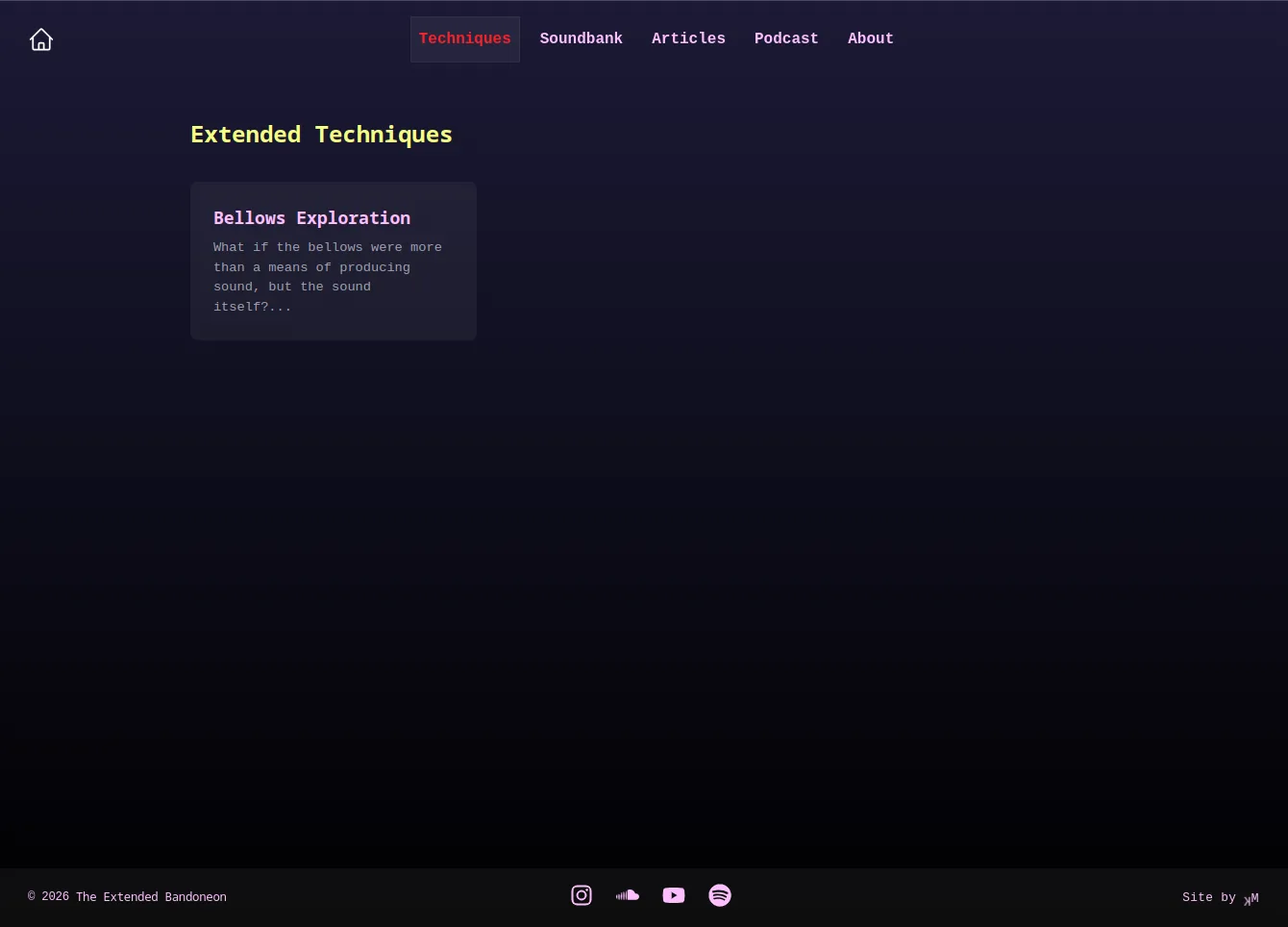 Extended techniques overview page